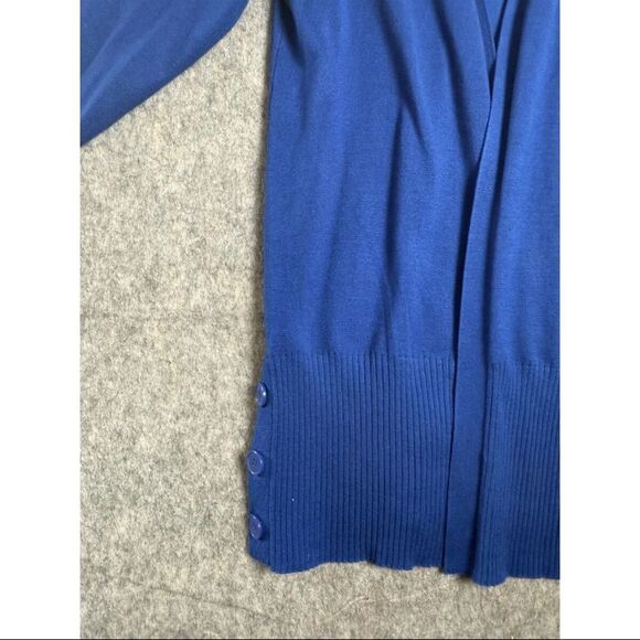 Christopher & Banks Cardigan Sweater Women's Large Blue Ribbed Hem Open Front - Picture 4 of 6